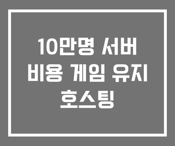 10만명 서버 비용 게임 유지 호스팅
