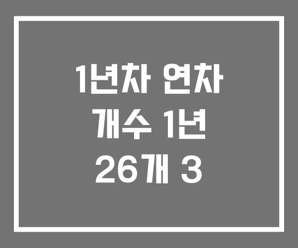 1년차 연차 개수 1년 26개 3 1년차 연차 개수 1년 26개 3