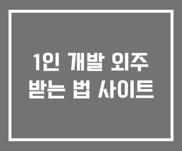 1인 개발 외주 받는 법 사이트