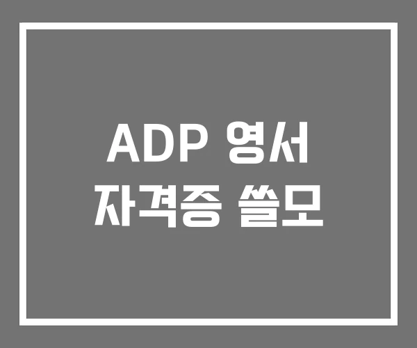 ADP 영서 자격증 쓸모