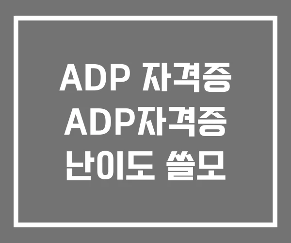 ADP 자격증 ADP자격증 난이도 쓸모