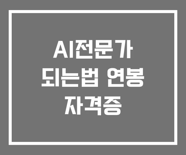 AI전문가 되는법 연봉 자격증