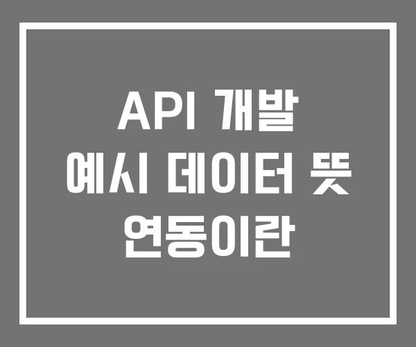 API 개발 예시 데이터 뜻 연동이란