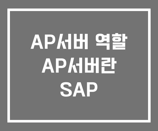 AP서버 역할 AP서버란 SAP