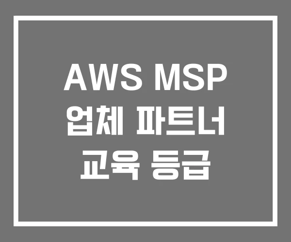 AWS MSP 업체 파트너 교육 등급 AWS MSP 업체 파트너 교육 등급