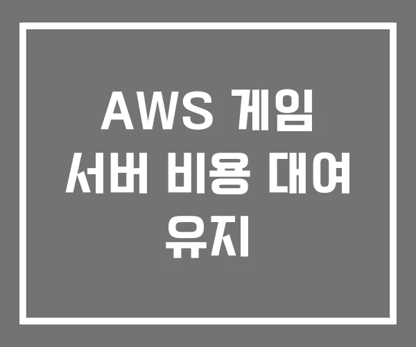 AWS 게임 서버 비용 대여 유지 AWS 게임 서버 비용 대여 유지