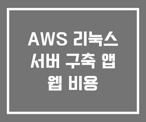 AWS 리눅스 서버 구축 앱 웹 비용