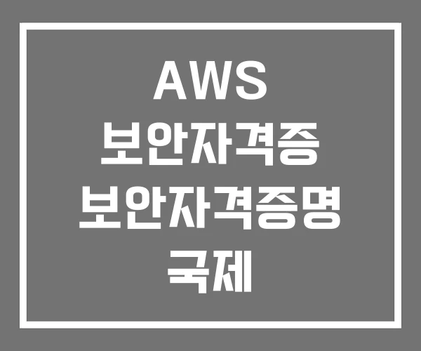 AWS 보안자격증 보안자격증명 국제