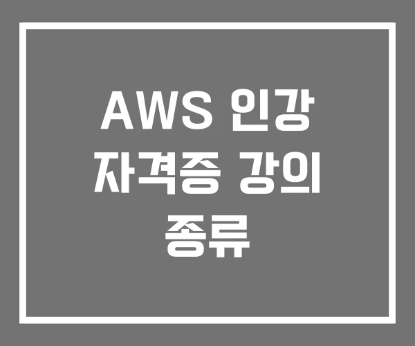 AWS 인강 자격증 강의 종류