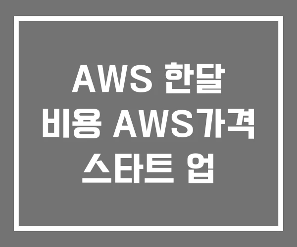 AWS 한달 비용 AWS가격 스타트 업 AWS 한달 비용 AWS가격 스타트 업