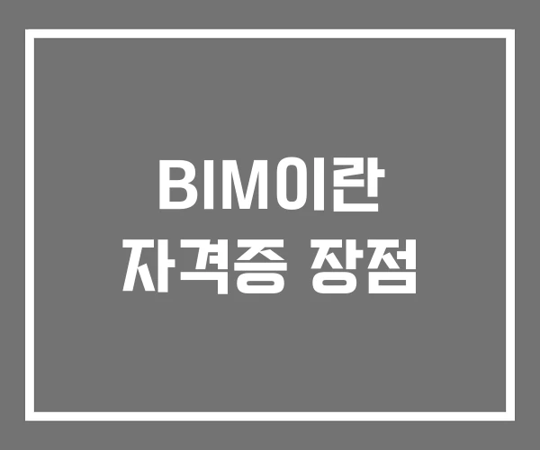 BIM이란 자격증 장점