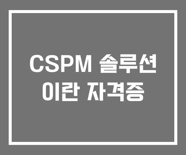CSPM 솔루션 이란 자격증