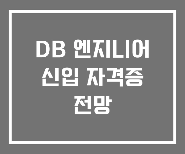DB 엔지니어 신입 자격증 전망 DB 엔지니어 신입 자격증 전망
