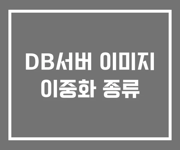 DB서버 이미지 이중화 종류