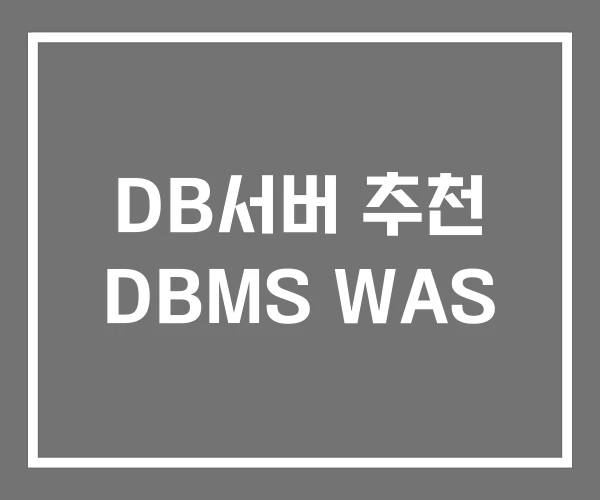 DB서버 추천 DBMS WAS
