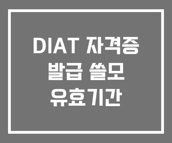 DIAT 자격증 발급 쓸모 유효기간