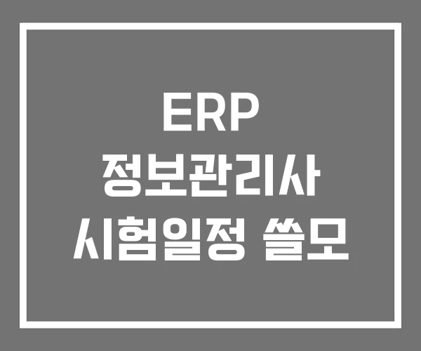 ERP 정보관리사 시험일정 쓸모