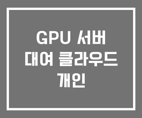 GPU 서버 대여 클라우드 개인
