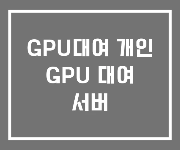 GPU대여 개인 GPU 대여 서버 GPU대여 개인 GPU 대여 서버