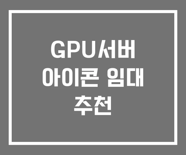 GPU서버 아이콘 임대 추천