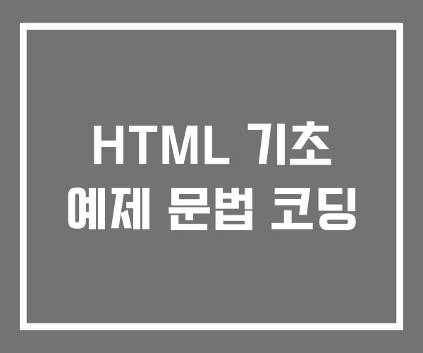 HTML 기초 예제 문법 코딩