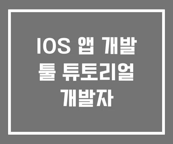 IOS 앱 개발 툴 튜토리얼 개발자