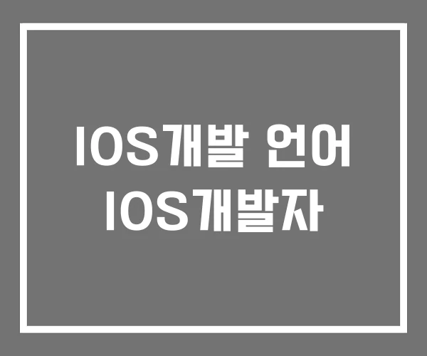 IOS개발 언어 IOS개발자