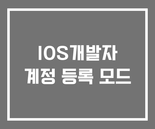 IOS개발자 계정 등록 모드 IOS개발자 계정 등록 모드