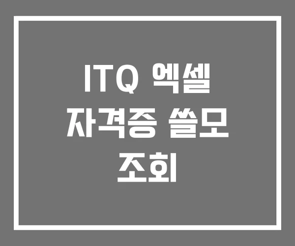 ITQ 엑셀 자격증 쓸모 조회 ITQ 엑셀 자격증 쓸모 조회