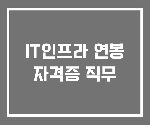 IT인프라 연봉 자격증 직무