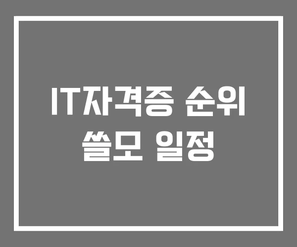 IT자격증 순위 쓸모 일정