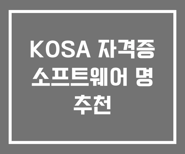 KOSA 자격증 소프트웨어 명 추천