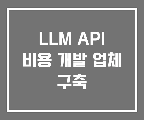 LLM API 비용 개발 업체 구축 LLM API 비용 개발 업체 구축