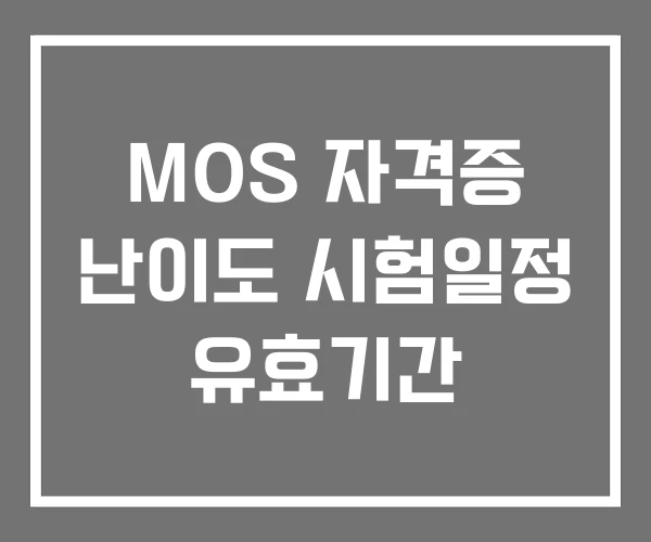 MOS 자격증 난이도 시험일정 유효기간
