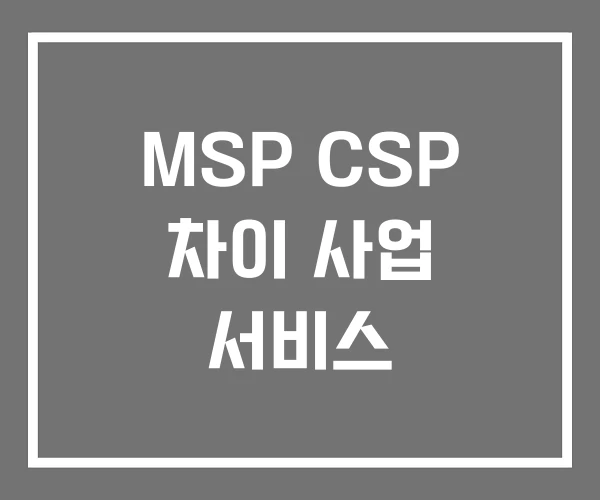 MSP CSP 차이 사업 서비스 MSP CSP 차이 사업 서비스