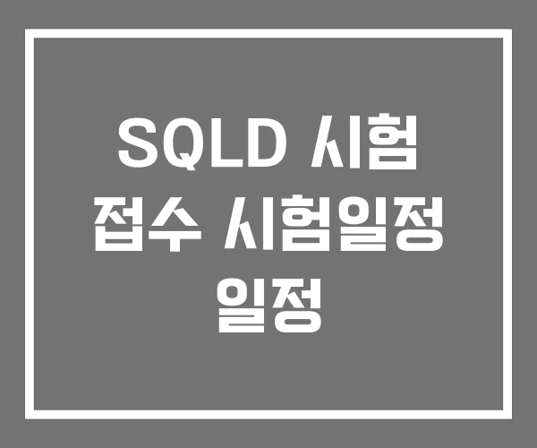 SQLD 시험 접수 시험일정 일정 SQLD 시험 접수 시험일정 일정