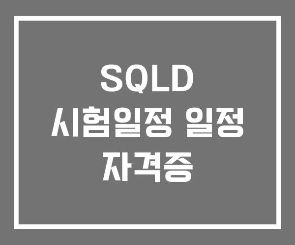 SQLD 시험일정 일정 자격증 SQLD 시험일정 일정 자격증