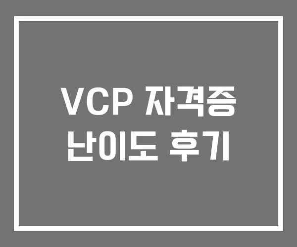VCP 자격증 난이도 후기 VCP 자격증 난이도 후기