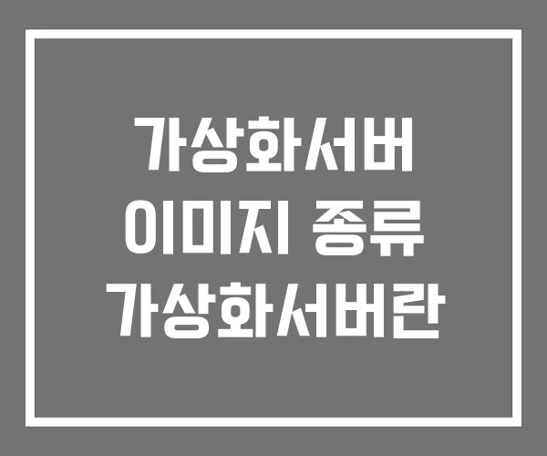 가상화서버 이미지 종류 가상화서버란