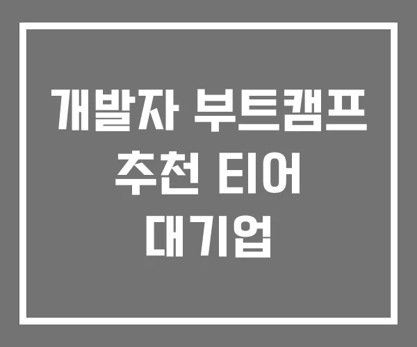 개발자 부트캠프 추천 티어 대기업 개발자 부트캠프 추천 티어 대기업