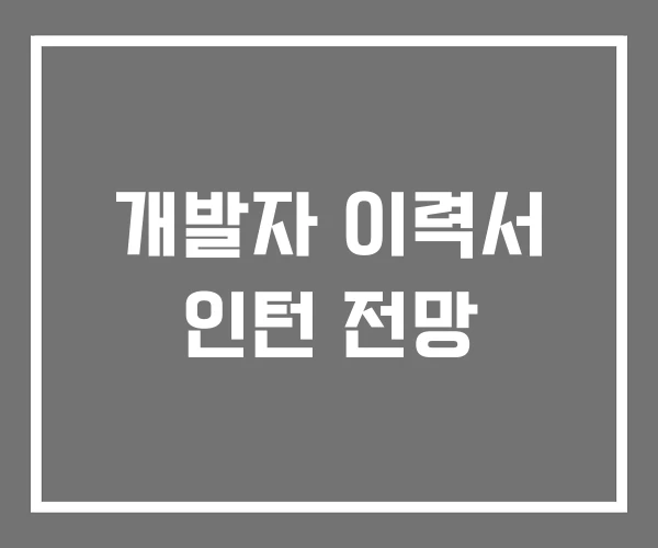 개발자 이력서 인턴 전망