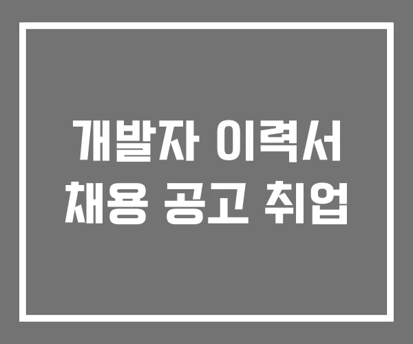 개발자 이력서 채용 공고 취업