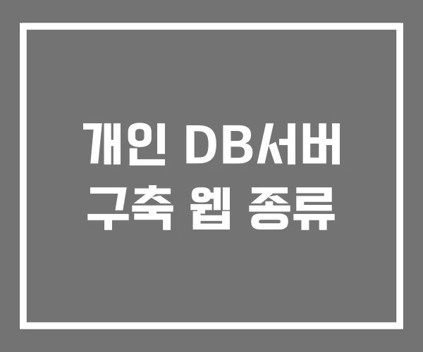 개인 DB서버 구축 웹 종류