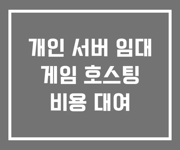 개인 서버 임대 게임 호스팅 비용 대여 개인 서버 임대 게임 호스팅 비용 대여