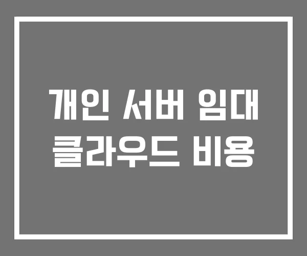 개인 서버 임대 클라우드 비용