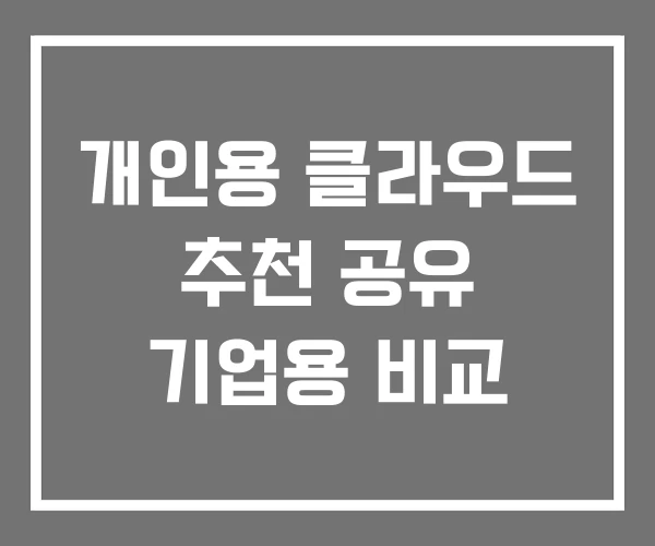 개인용 클라우드 추천 공유 기업용 비교