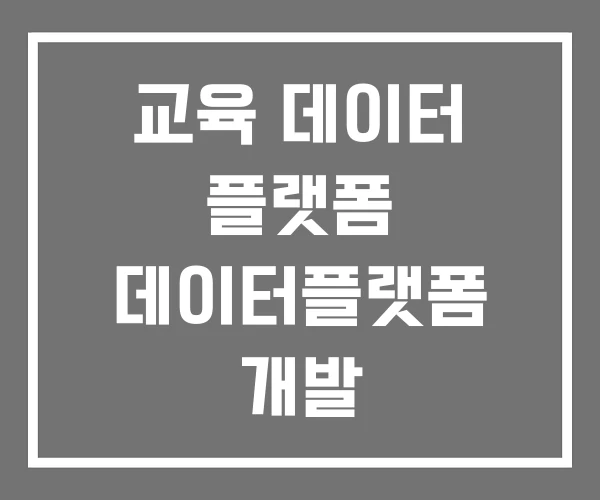 교육 데이터 플랫폼 데이터플랫폼 개발