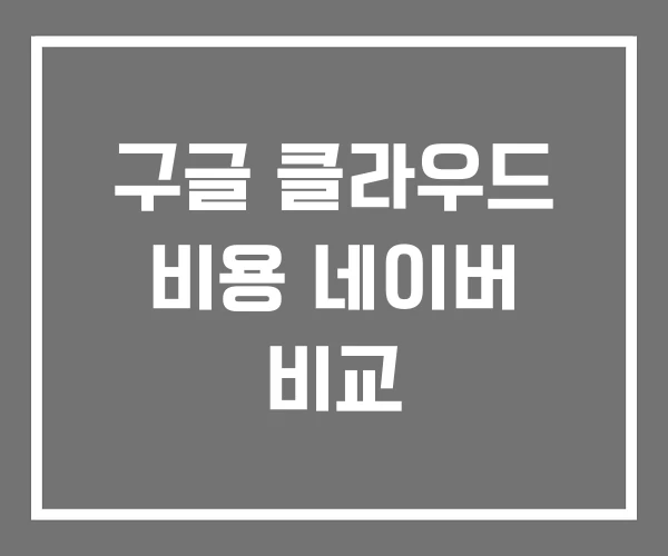 구글 클라우드 비용 네이버 비교