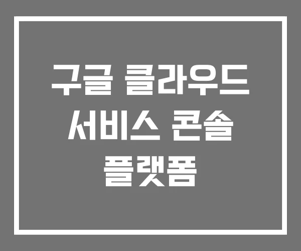 구글 클라우드 서비스 콘솔 플랫폼
