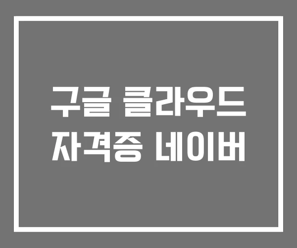 구글 클라우드 자격증 네이버